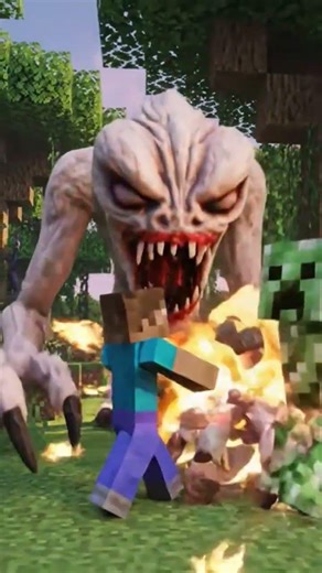 minecraft weird alien chasing Steve #shorts #youtube #minecraft