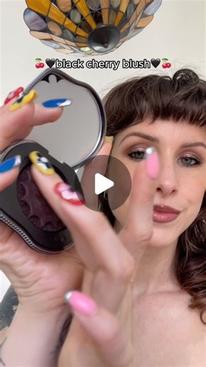 Lauren Bliss on Instagram: "This Girl Cult blush is a cream to powder formula with a satin/matte finish. The color is #18 Black Fuwa. It’s marketed as a “black” blush but it goes on as a sheer red. I’ll call it black cherry for fun🍒🖤 #blackblush #creamblush #makeup #cbeauty #strawberrygirlmakeup"