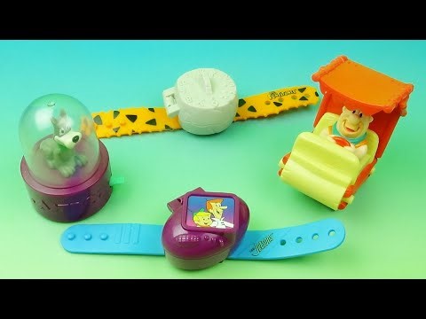 1998 STONE AGE to SPACE AGE THE FLINTSTONES and JETSONS set of 4 SUBWAY COLLECTIBLES VIDEO REVIEW