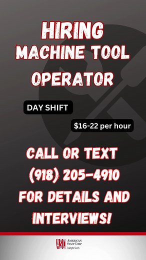 NOW HIRING MACHINE TOOL OPERATOR! This position is one where they...