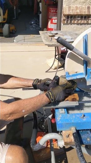 Diamond saw cutting septarian nodule from Texas Eagle Ford formation