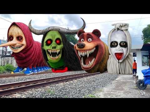 Kereta Api KRL CommuterLine Mirip Hantu Ular Alpha Gondrong VS Kereta Hantu Marsha Hidung Pinokio