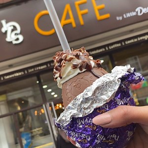 Behind the magic of our new Easter Milkshake! ✨ This Cadburys Creme Egg Milkshake encased in a whole Easter egg is the perfect way to celebrate this year! Easter Collection available in stores now! | Little Dessert Shop