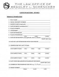 The Law Office of Bradley L Schencker Client Form - Fill Online, Printable, Fillable, Blank - pdfFiller