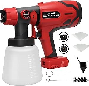 Cordless Paint Sprayer for Milwaukee 18V Battery, Paint Sprayers for Home Interior Airless Electric HVLP, for Furniture, Walls, Cabinets, Fences, Doors, etc.(Battery NOT Included)