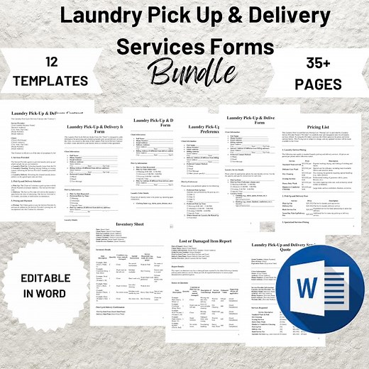 Laundry Service Forms Bundle: Editable Business Templates (digital Download) - Etsy