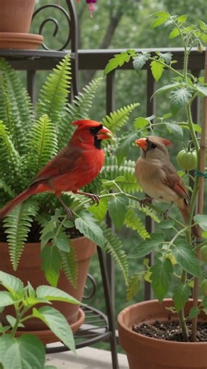 Backyard cardinals on their worm mission #cardinals #birdlife #wildlife
