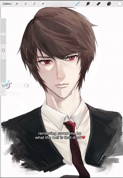locked in when rendering🫡 #illustration #procreate #lightyagami #kira #deathnote #rendering #arttrend #trend #fyp #xybca