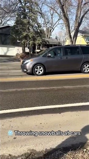 Throwing snowballs at cars prank