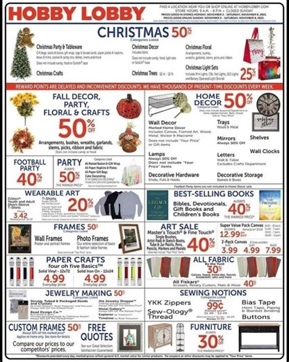 Hobby Lobby Ad Sale November 2 – November 8, 2025