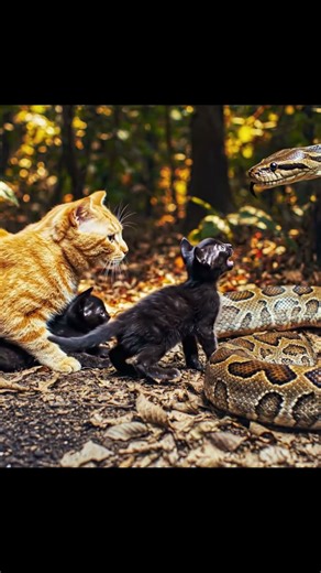 Tiny Defender! Brave Kitten vs. Unbothered Snake! 😼🐍