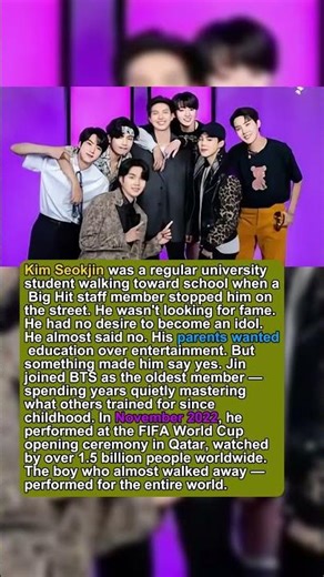 Jin Was Scouted Walking To School — He Almost Walked Away #jinbts #btsshorts