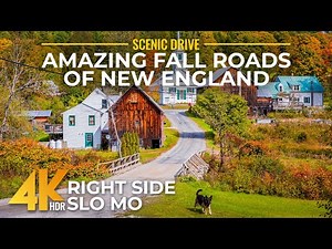 Amazing Scenic Autumn Drive in New England | Stunning New Hampshire Fall Foliage in SloMo/Right Side