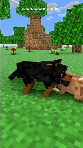 Mother Dog Caring for Two Puppies