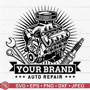 Custom Auto Repair Shop Logo SVG, Car Engine, Mechanic, Diesel Png, Automotive Decal Cut File, Garage Eps, Personalized, Cricut, Silhouette - Etsy