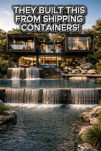 This Container Villa Has a Waterfall Pool 😳