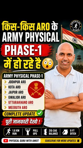 Army Physical ARO phase-1 Update || सभी ARO की Physical की जानकारी #agniveer #army