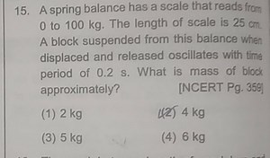A spring balance has a scale that reads from 0 to 100 kg . The ... | Filo
