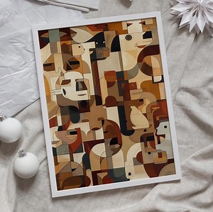 Abstract Animal Cubism Wall Art, Mid Century Modern Geometric Poster, Earthy Tone Mosaic Painting, Large Retro Pet Decor, Digital Download - Etsy Canada