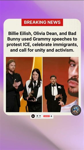 Grammys Turn Political: Stars Protest ICE! 🎤✊ #shorts #viral #trending
