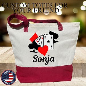 Custom Playing Card Canvas Bag, Card Zippered Tote, Bridge Game Tote Bag, Canasta Gift Ideas, Canasta Bag for Cards, Card Player Canvas Tote - Etsy