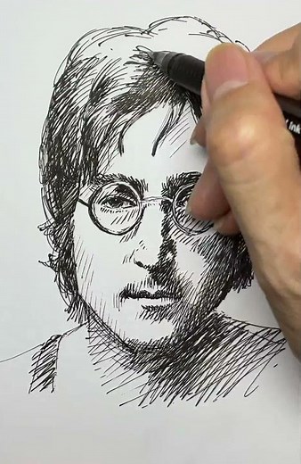 Drawing John Lennon with a pen