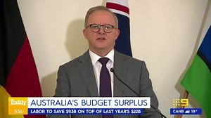 HAPPENING TODAY: Australia will hand down its first back-to-back Budget surplus in almost twenty years. #9Today | WATCH LIVE 5.30am | TODAY