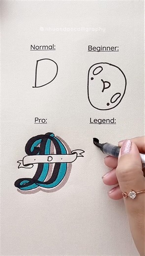 4 Ways to Write the Letter D #nhuandaocalligraphy