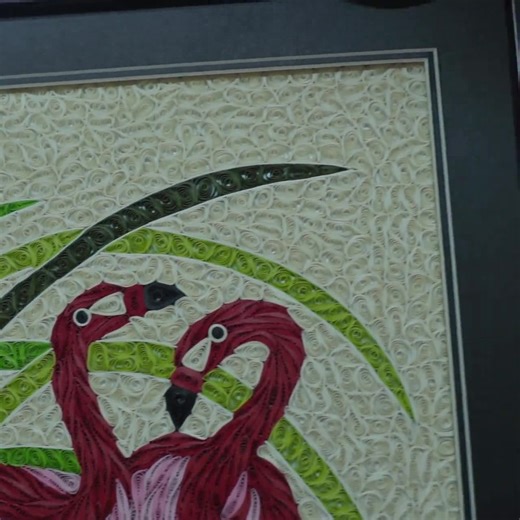 Handmade Flamingo Quilling Wall Art – Framed Paper Bird Couple 12x12 In - Etsy