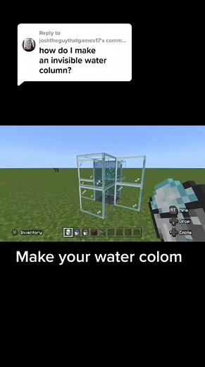 Creating Invisible Water Columns in Minecraft