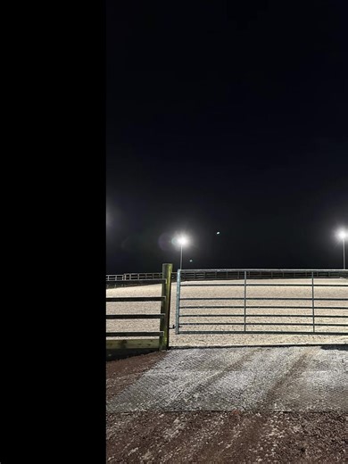And finally…… This is what we have been waiting for! The team at A.Craig Electrical have been on site this week and completed the finishing touches to the floodlight infrastructure we installed at our Bathgate project which we completed last week. All wired up and heads fitted ⚡️ To say we are delighted with the end result is an understatement! The arena looks awesome lit up at night.😊 And to compliment the lighting, our client has been out testing their new ArenaMate leveller on the Combiride 