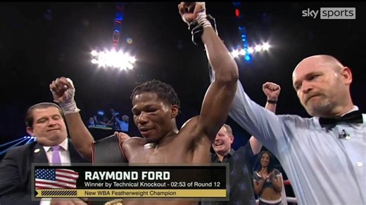 Raymond Ford wins WBA featherweight world title with dramatic final-round knockout against Otabek Kholmatov
