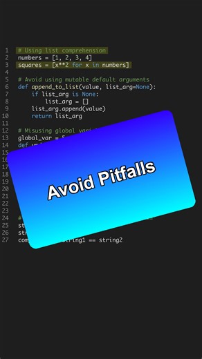 Avoid common Python pitfalls and write cleaner code! 🚀 --- Get the Python for AI course 6 projects at the link in bio. 🐍