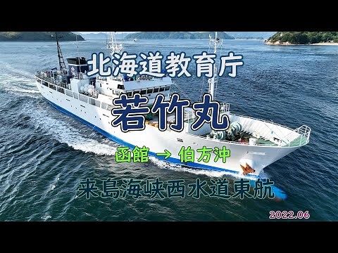 来島海峡にようこそ 北海道教育庁実習船「 若竹丸 」北海道函館水産高等学校 専攻科2年生 乗船 2022年6月3日16時50分 来島海峡第三大橋 直下通航
