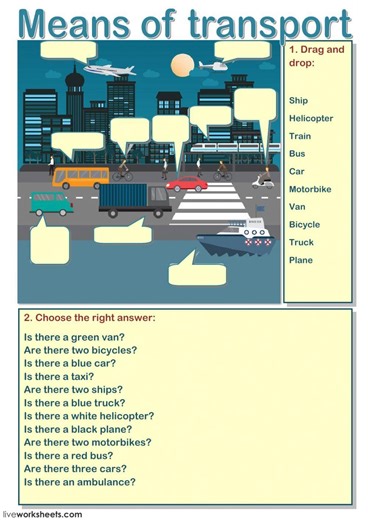 Means of transport worksheet