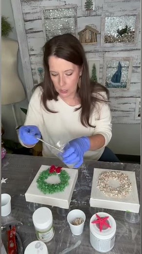 Crushed Glass and Shell Wreaths for Coastal Christmas DIY with products from Deep South Shelling.