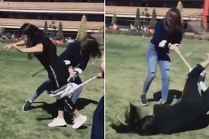 Latest teen TikTok challenge branded ‘dangerous’ as schoolgirls trip up classmates using sweaters just to get likes