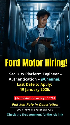 My Resume Maker on Instagram: "🚀 Hiring Security Platform Engineer – Authentication in Chennai! Work on cutting-edge IAM, MFA, Entra ID, OAuth & Cloud Security in a global automotive enterprise. Apply before 19 Jan 2026. Position: Security Platform Engineer – Authentication Job Category: Enterprise Technology Job ID: 55529 Employment Type: Full Time Work Mode: Hybrid Location: Chennai, Tamil Nadu, India 📅 Important Dates Position Post Date: 01/12/2026 (12 January 2026) Last Date to Apply: 01/1