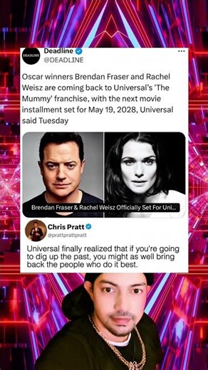 Oscar winners Brendan Fraser and Rachel Weisz are coming back to Universal's 'The Mummy'..
