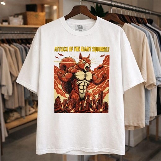 Giant Squirrel Attack PNG, Funny Monster Squirrel Art, Retro Movie Poster Style, Animal Meme Digital Download for Creatives and Gift Ideas - Etsy