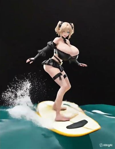 🌊 Grok Ani Surfs the Waves 🏄 | Epic AI Surfing Animation #Shorts #aivideo