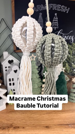 Macrame Baubles I used 16 lenghts of 120cm macrame cotton cord 2mm thick to make these macrame Christmas baubles. #macramechristmasbaubles #macramebaubles #christmasmacrame | Caroline Fleming
