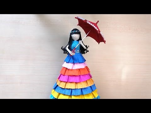 How to make a Crepe Paper DOLL DISPLAY | Crepe paper idea | Step by step tutorial