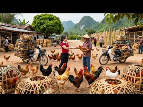 Buying A Huge Load Of Chicken, Frogs From Farmer Woman | 3-Wheeled Truck Transport To Market