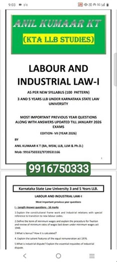 KSLU 3 and 5 Years LLB New Edition all subjects notes available contact 9916750333