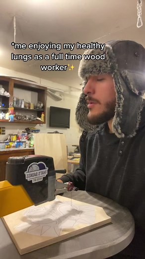 Please wear proper PPE when working with fine particles like saw dust #fyp #woodworking #woodworker #woodworkingtips