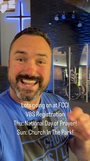 There’s a lot happening this week at FCC! 1. VBS sign-ups are open! Get your kids registered for an unforgettable week. 2. National Day of Prayer this Thursday—drop in anytime from 6 a.m. to 7 p.m. to pray with us. 3. And don’t miss Church in the Park this Sunday at 10 a.m. on the South Island baseball field—bring a chair and a friend! #ChurchInThePark #VBS2025 #NationalDayOfPrayer #ChurchFamily #SeeYouThere | Jason Pace