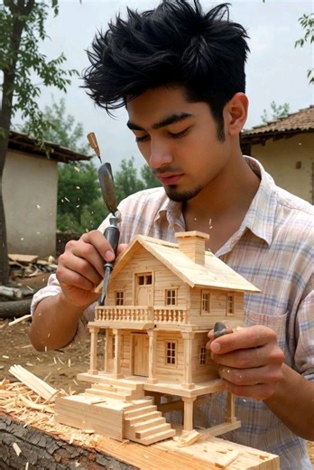 AI Wood Building: Boy Creates a Giant Wooden House from Logs | TimberArt Studio #WoodenHouse #AIConstruction #WoodLogs #WoodArt #SatisfyingBuild