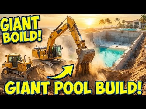 Bulldozer and Excavator Build a Giant Swimming Pool! | LEGO CONSTRUCTION VEHICLES