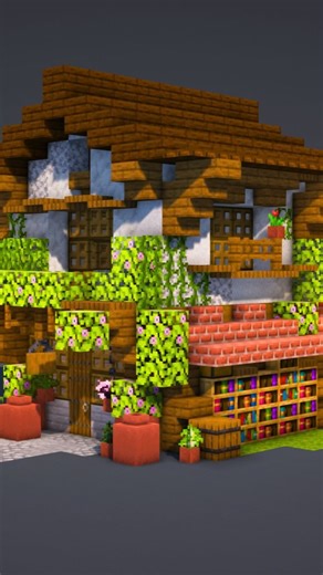 Square Mario | building a Japanese bookstore / library house - building a Minecraft house everyday (Day 5) | Instagram